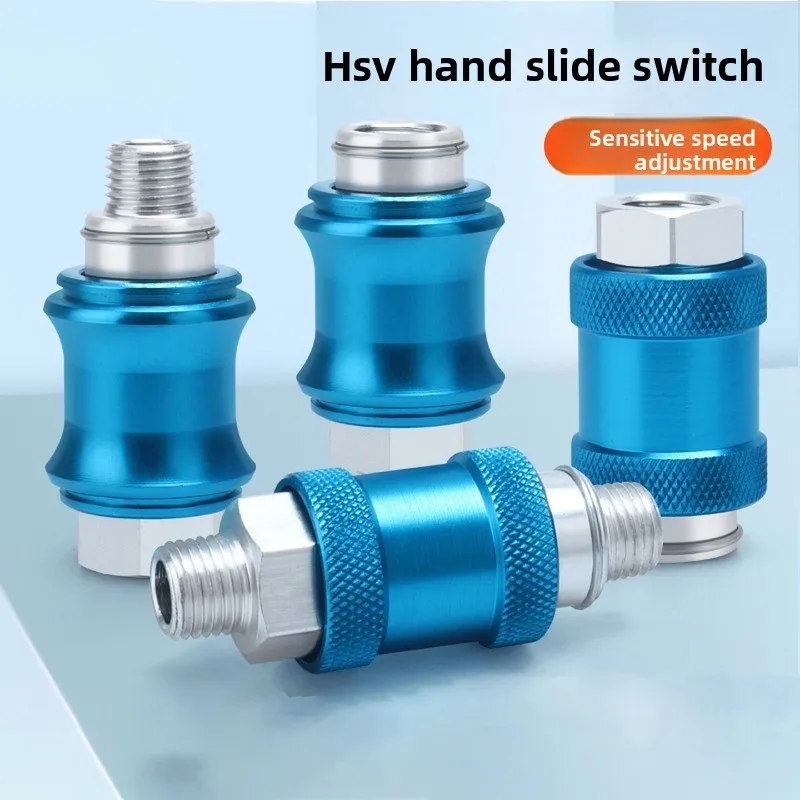 HSV-06 08 10 15 20-B-SS-SF-FF Aluminum Pneumatic Hand Slide Valve Manual Push Exhaust Control Switch External-Internal Thread