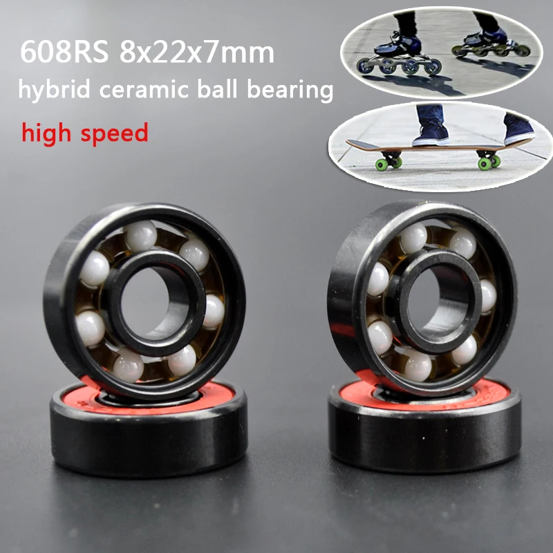 8pcs/4pcs 608RS  high speed  Ball Bearing 8*22*7 8x22x7MM hybrid ceramic ball bearing Bearing Steel ABEC-11 Skateboard