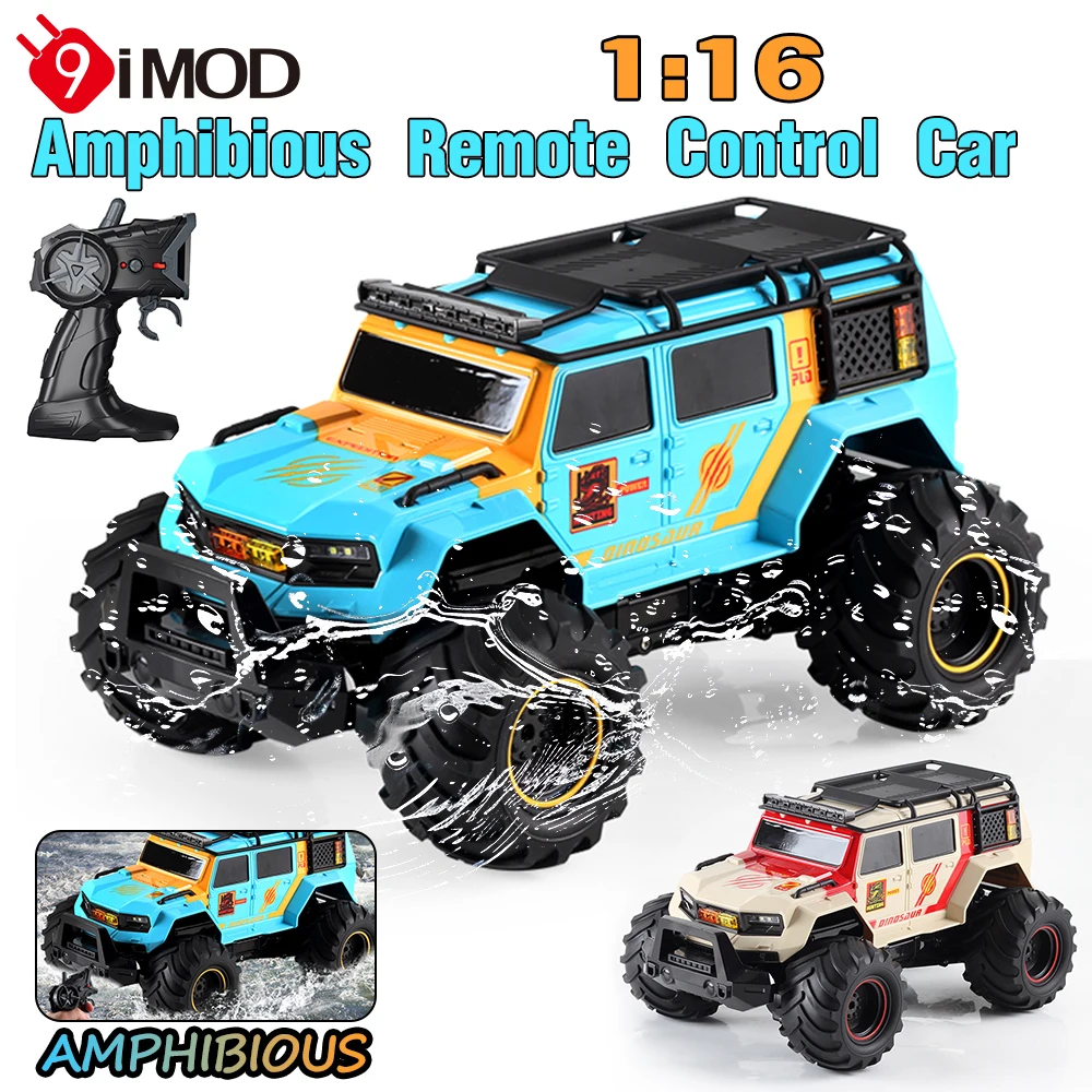 9IMOD 1/16 RC Car Amphibious Stunt Vehicle 2.4G 4WD Police Car Waterproof Climbing Off-road Vehicle Cool Lights Dynamic Music