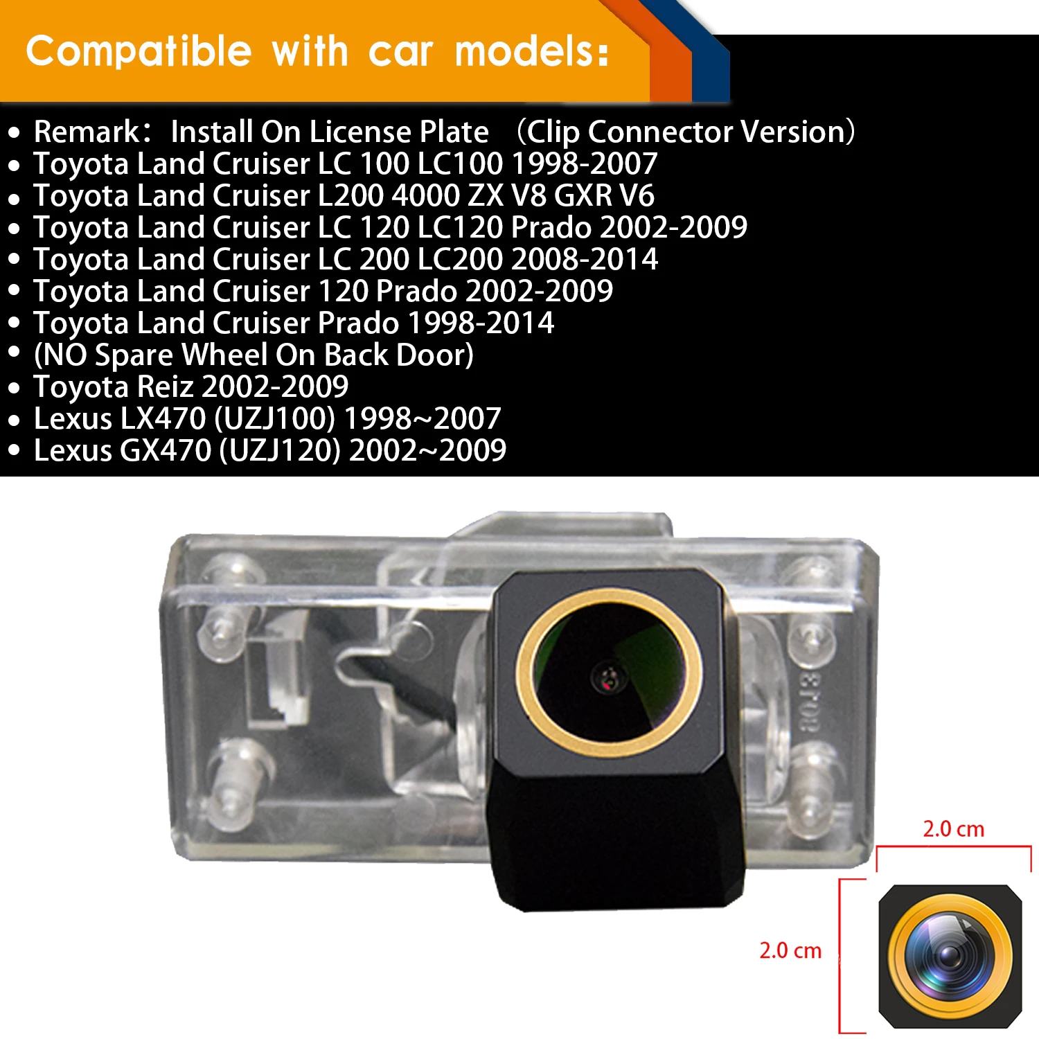 HD 1280x720p Rear View Camera for Lexus LX 470 LX470 (J100) 1998-2007,Reversing Backup Night Vision Waterproof Camera