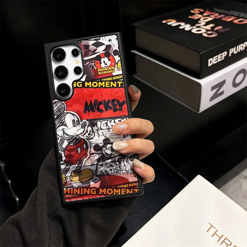 Luxury Graffitiการ์ตูนน่ารักMickey MouseกันกระแทกสําหรับSamsung S22 S23 S24 Ultra Plusตลก 3Dเปลี่ยนภาพMickey
