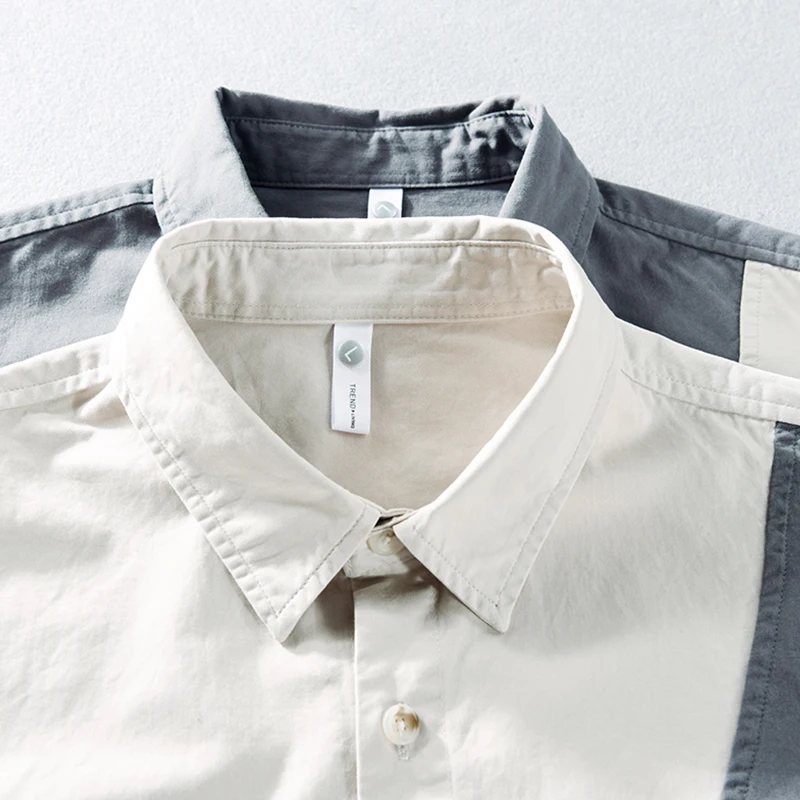 

New Designer French Casual Long-sleeve Patchwork Cotton Brand Shirts For Men Quality Tops Clothing Comfortable Camisa Masculina