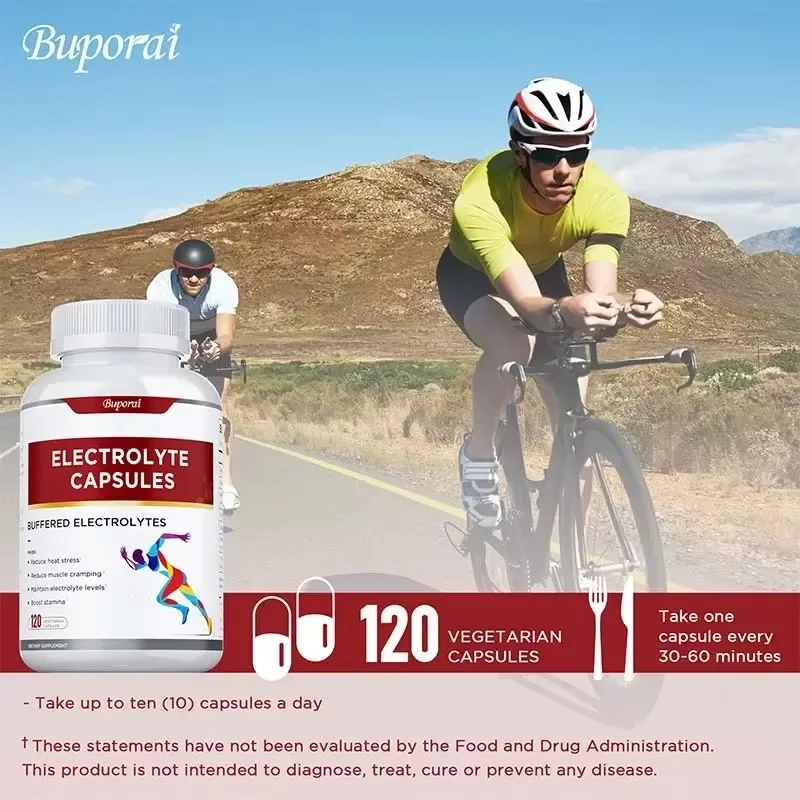 แคปซูลอิเล็กโทรไลต์ - ประกอบด้วยวิตามินดี รองรับสมดุลอิเล็กโทรไลต์ บรรเทาความเครียด เติมพลังงาน - 120 ชิ้น