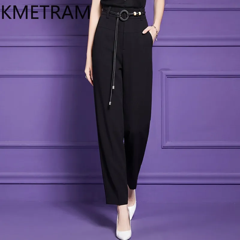 KMETRAM Casual Summer Pants for Woman High Waist Wide Leg Pants Office Trousers with Belt New in Women Clothing 2026 ropa mujer