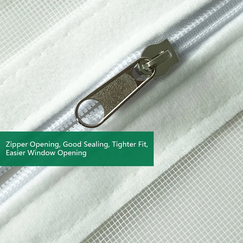 1 Pack Zippered Window Screen, Reusable Bug Net for Doors and Windows, Insect Protection and Ventilation