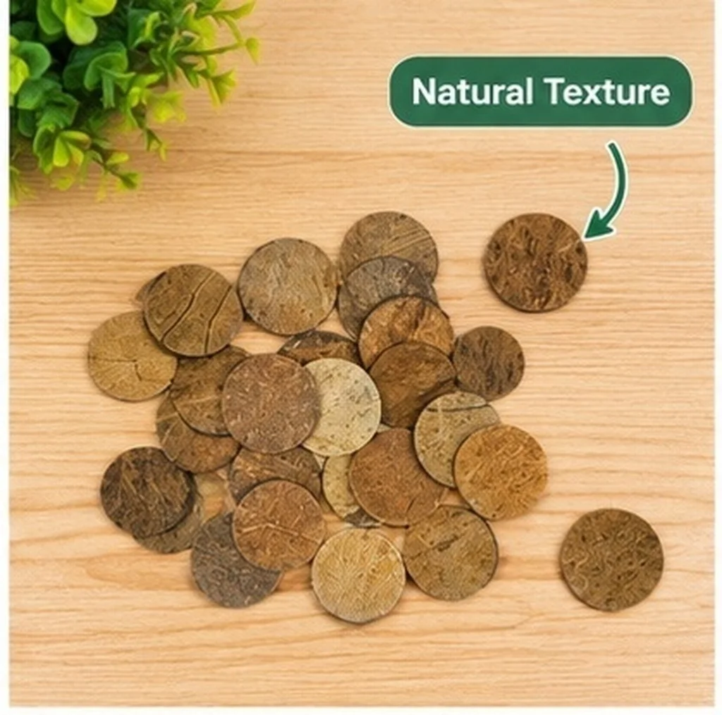 50Pcs Fish Tank Coconuts Discs natural coconut beads Aquarium Ornament Fish Tank decorative Round Chips Fish Tank adornment Disc