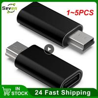 1~5PCS Mini USB to Type C Adapter 5 Pin Male Mini USB to Female USB Type C Data Transfer Connector for MP3 Camera PC