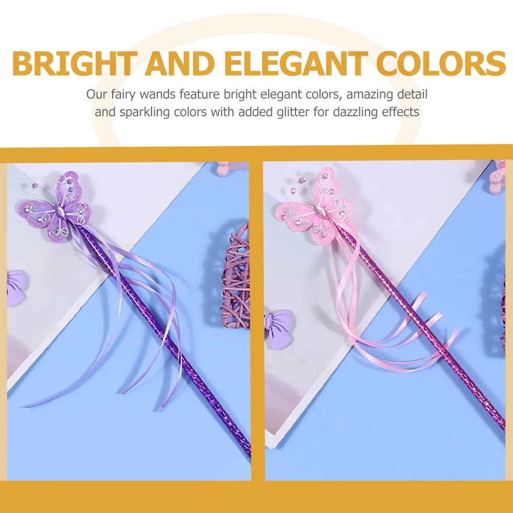 4Pcs 나비 모양의 요정 지팡이 반짝이 공예 어린이 파티 사진 소품 소녀 코스프레 액세서리 고양이 천사 요정