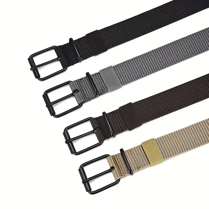 1pcs Buckle Canvas BeltsMens Durable Nylon Canvas Belt - Heavy-Duty Tactical Work Belt with Stylish Quick-Release Prong Buckle image 3