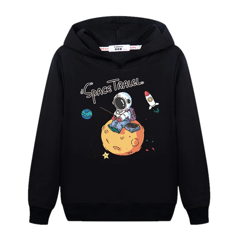 Aimi Lakana Astronaut Funny Hoodie Student Cartoon Sweatshirt Boys Long Sleeve Cotton Coat Kids Winter Clothing 3-14T