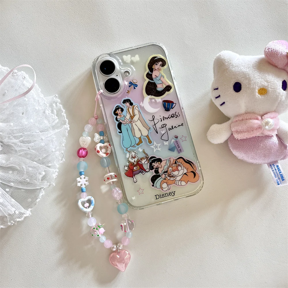 Jasmine Princess Cartoon Fairy Tale Girl Phone Case for iPhone 14 Pro 12 Pro 15 Plus X 16 Pro Max 13 Soft Cover TPU Silicone