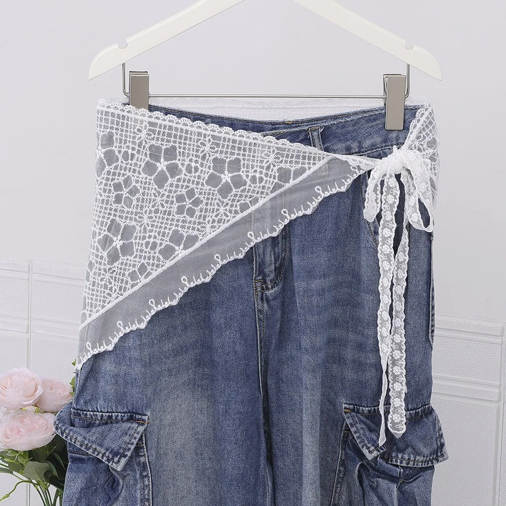 

New Y2k Lace Layered Gauze Skirt Matching Pants Open Skirt Spicy Girl Stacked Skirt Lightweight Travel Photo Headband Girl