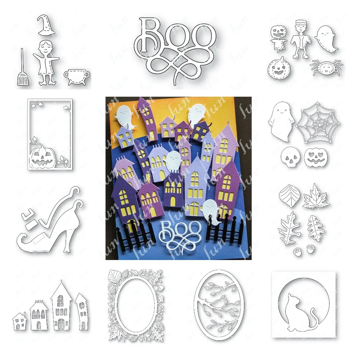 Cutting Dies 2022 New Halloween Witch Boo Houses Assemblage Die Cut Craft Supplies for Diy Scrapbook Decoration Emboss Template