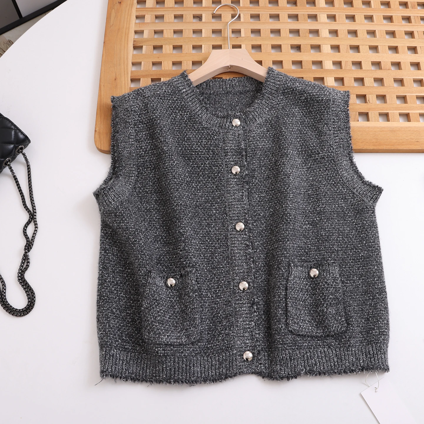 

Loose round Ne Svel Knitted Cardigan Vest Spring New Sle Women's Faion Light Weight Open Front Top for Girls