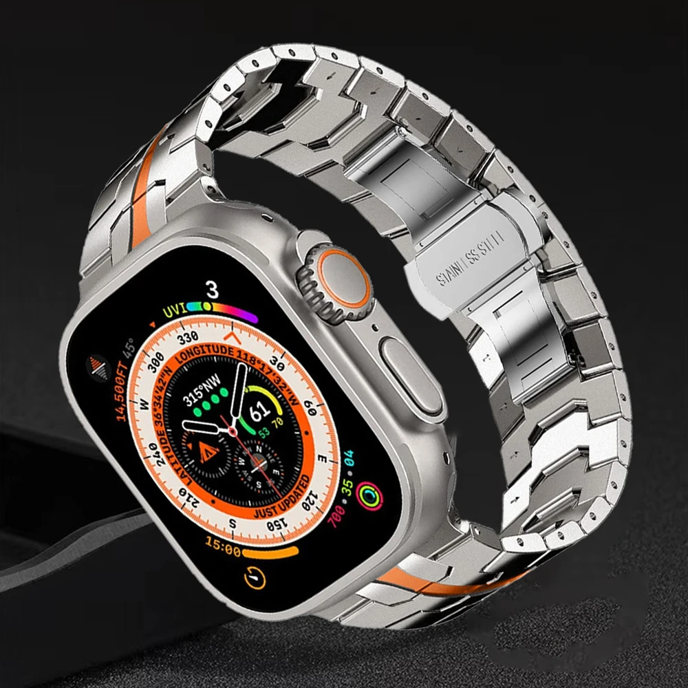 Ultra 49mm Titanium Color Strap For Apple Watch Band 45mm 44mm 40mm 41mm 42mm Stainless Steel Bracelet iWatch Series 8 7 SE 6 5