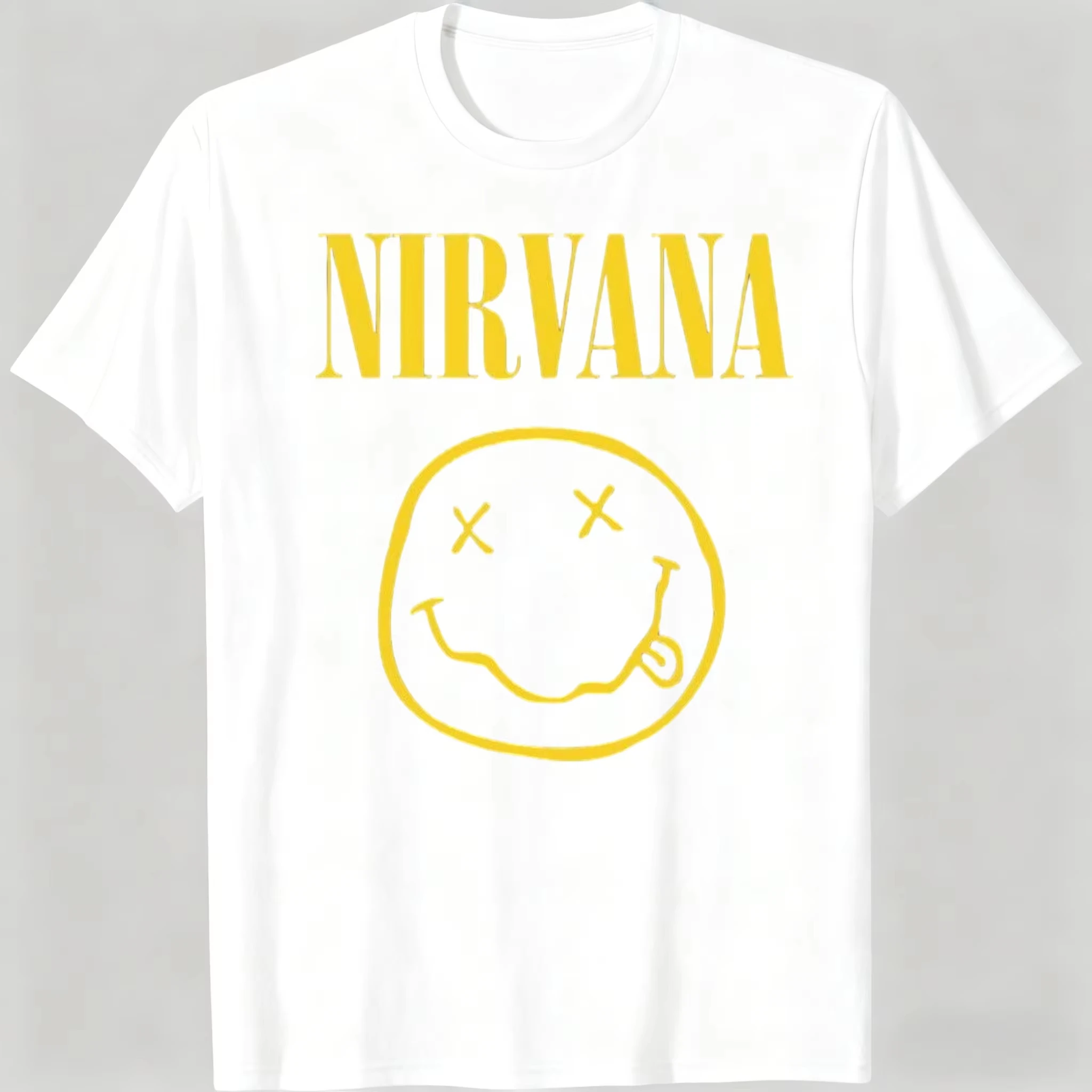 2026 Vintage Distressed Yellow Smiley Face Graphic T Shirt Unisex Short Sleeve Retro Gig Poster Street Casual Tee