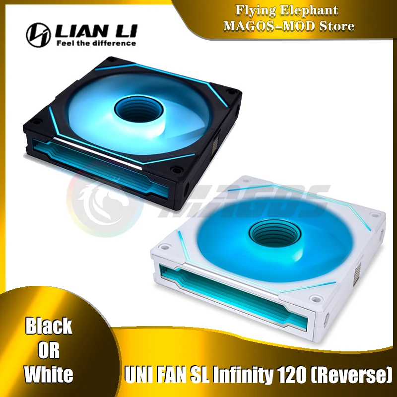 

LIAN LI SL120 Uni Fan Reverse Blade SL-INF Mirror Design 12cm RGB Daisy-Chain L-connect 3 Cableless, Single Pack
