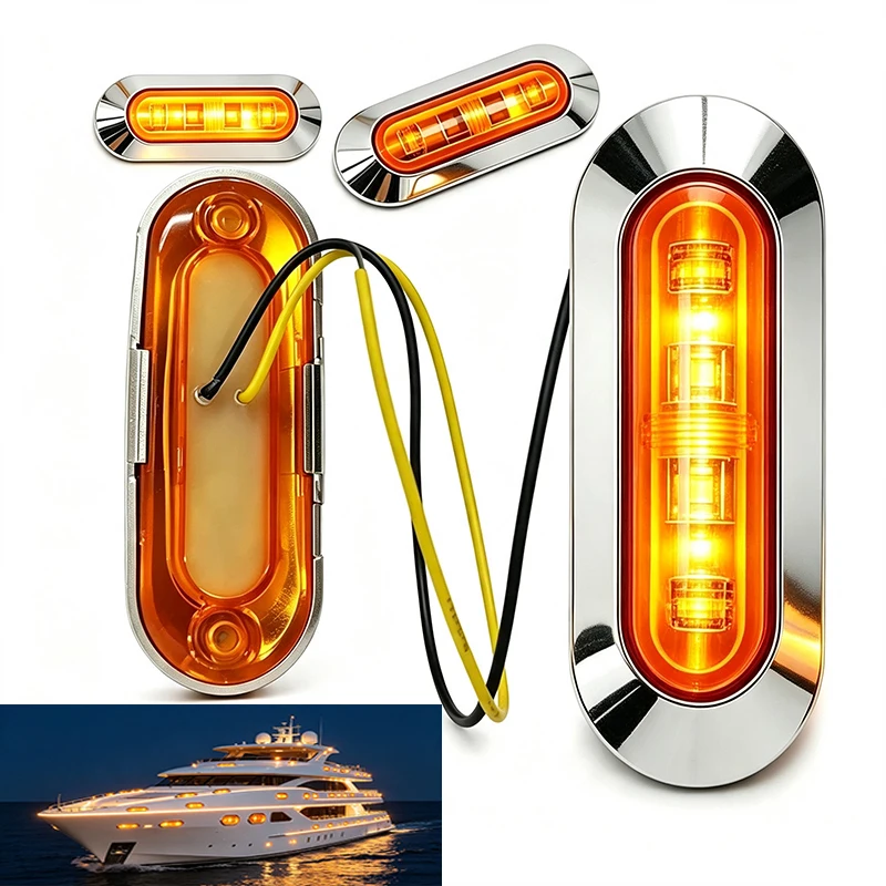 4PC/5PC/10PC 4LED Boat Navigation Lamp Marine Lamps 12V-24V Car Signal Light Waterproof IP67 Side Marker Indicator Warning Light