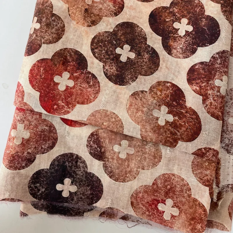 

Retro printed jacquard polyester fabric for blouse dress DIY clothing fabric