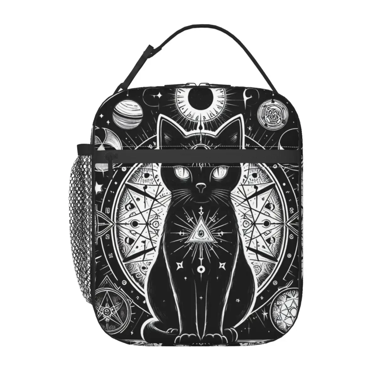 Mystical Black Cat With Stars Moons Celestial Insulated Lunch Bag for Women Kids Portable Food Boxes Thermal Lunch Box Tote