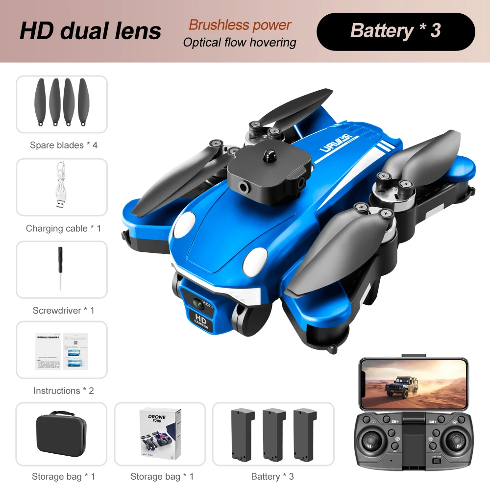 

F200 8k Drone HDCamera Aerial Photography Professional QuadcopterOptical Flow Foldable Mini RC Obstacle Avoidance Toys for Boys