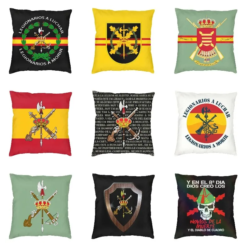 

Spanish Legion Espanola Flag Cushion Cover 45x45 cm Zipper Spain Coat Of Arms Soft Luxury Throw Pillow Case for Sofa Pillowcase