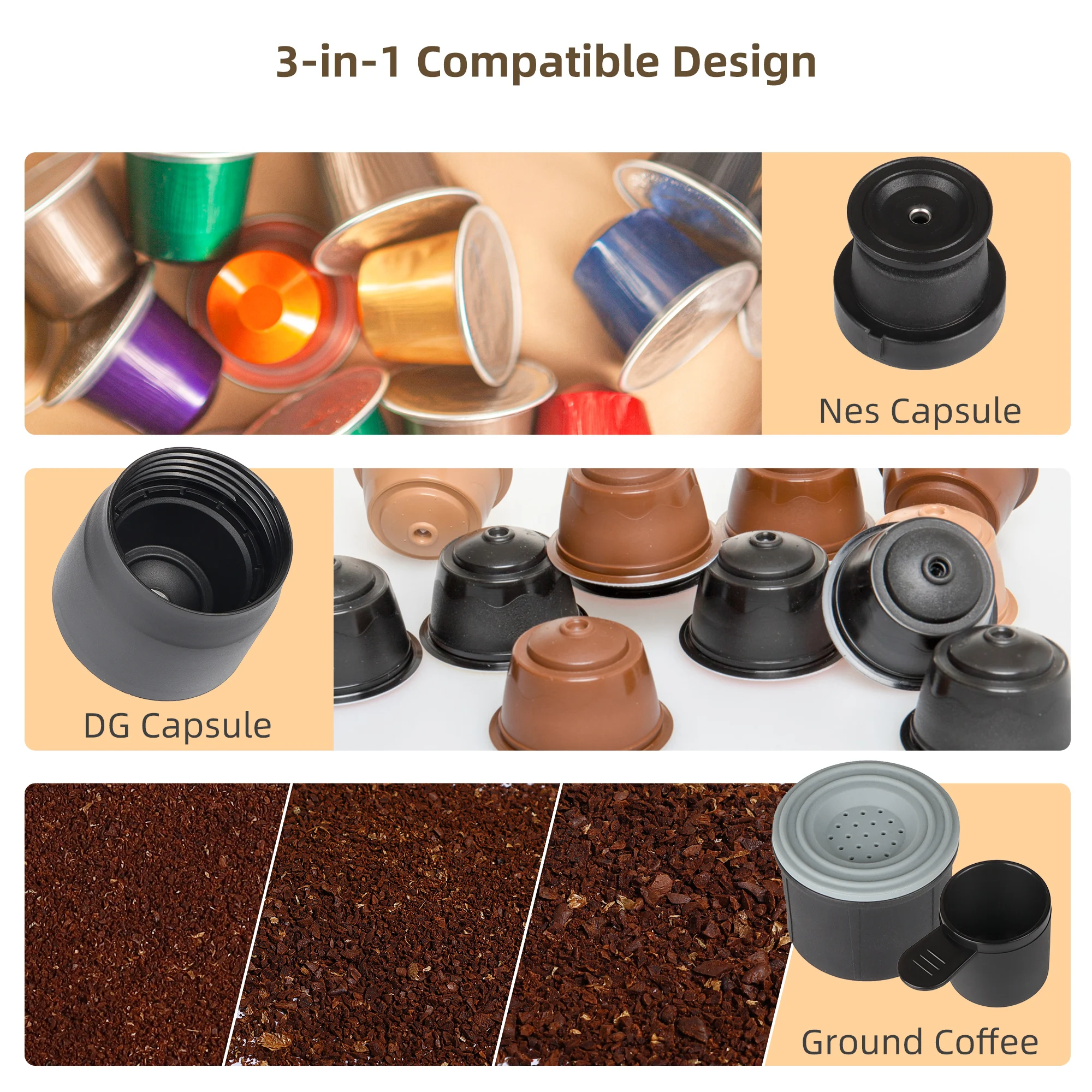 Portable Coffee Maker Espresso Machine Hand Press Capsule Ground Coffee Brewer Portable for Travel and Picnic,BioloMix