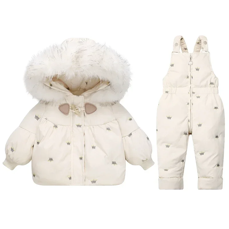 Children Clothes Set -30℃ Infant 2pcs Suit Baby Girl Winter Duck Down Jacket Jumpsuit for Boy Thicken Warm Fur Coat Snowsuit