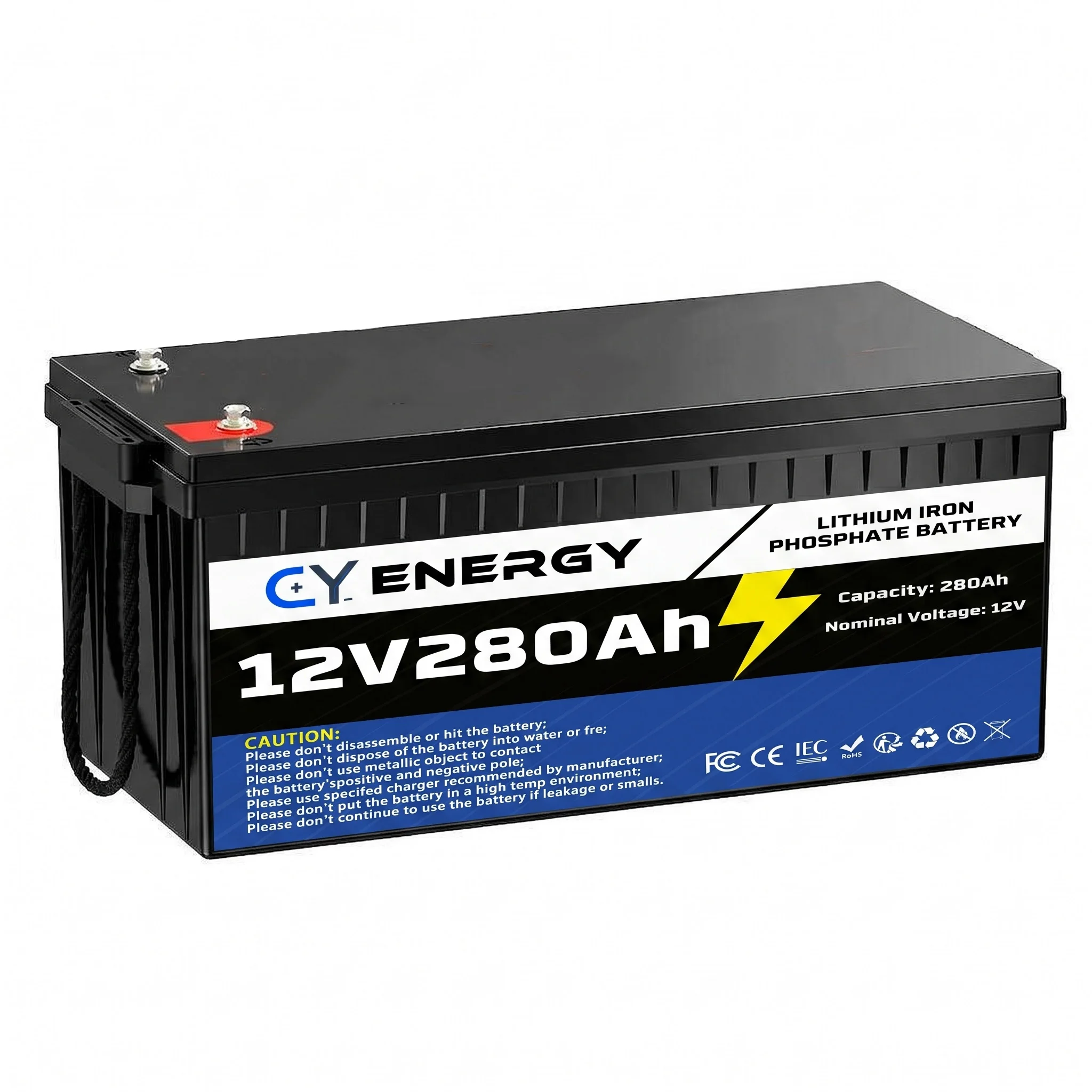 12V 280Ah LiFePO4 Lithium Battery Charger Bluetooth Monitoring 3584Wh Energy Storage Low-Temp Protection 4000-Cycle Life CE