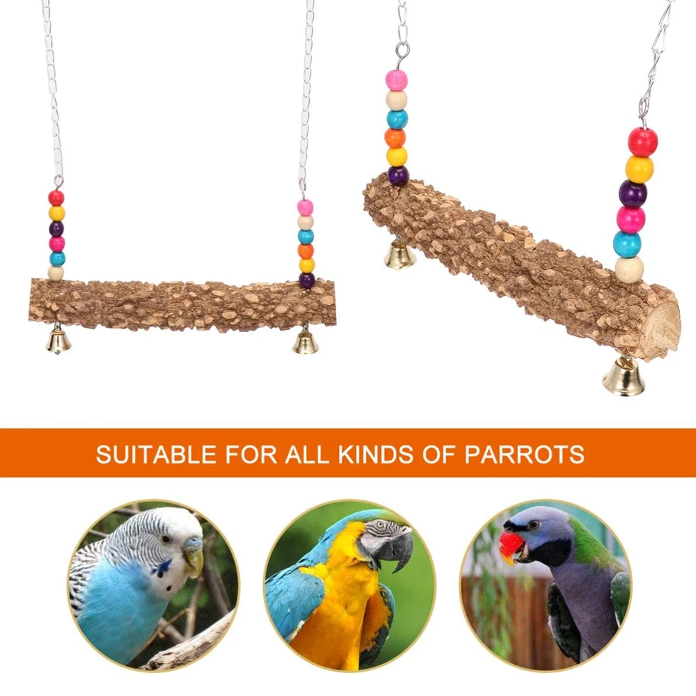 Pet Chicken Swing Birds Chew Toys Wooden Stand Perch for Hens Handmade Bird Swing Parrots Toy for Large Bird Parrot Hens Macaw