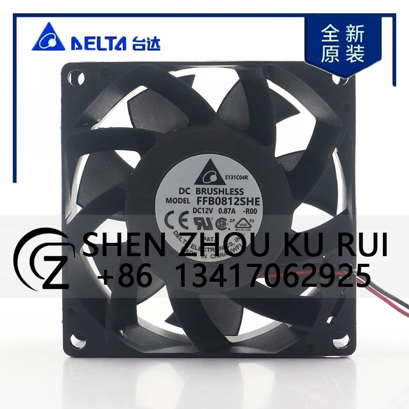 

Delta 12V 48V DC24V 0.51A AC EC 8038 80X80X38MM 8CM High air Volume Mute Double Ball Bearing Inverter FFB0824SHE-R00 Cooling Fan