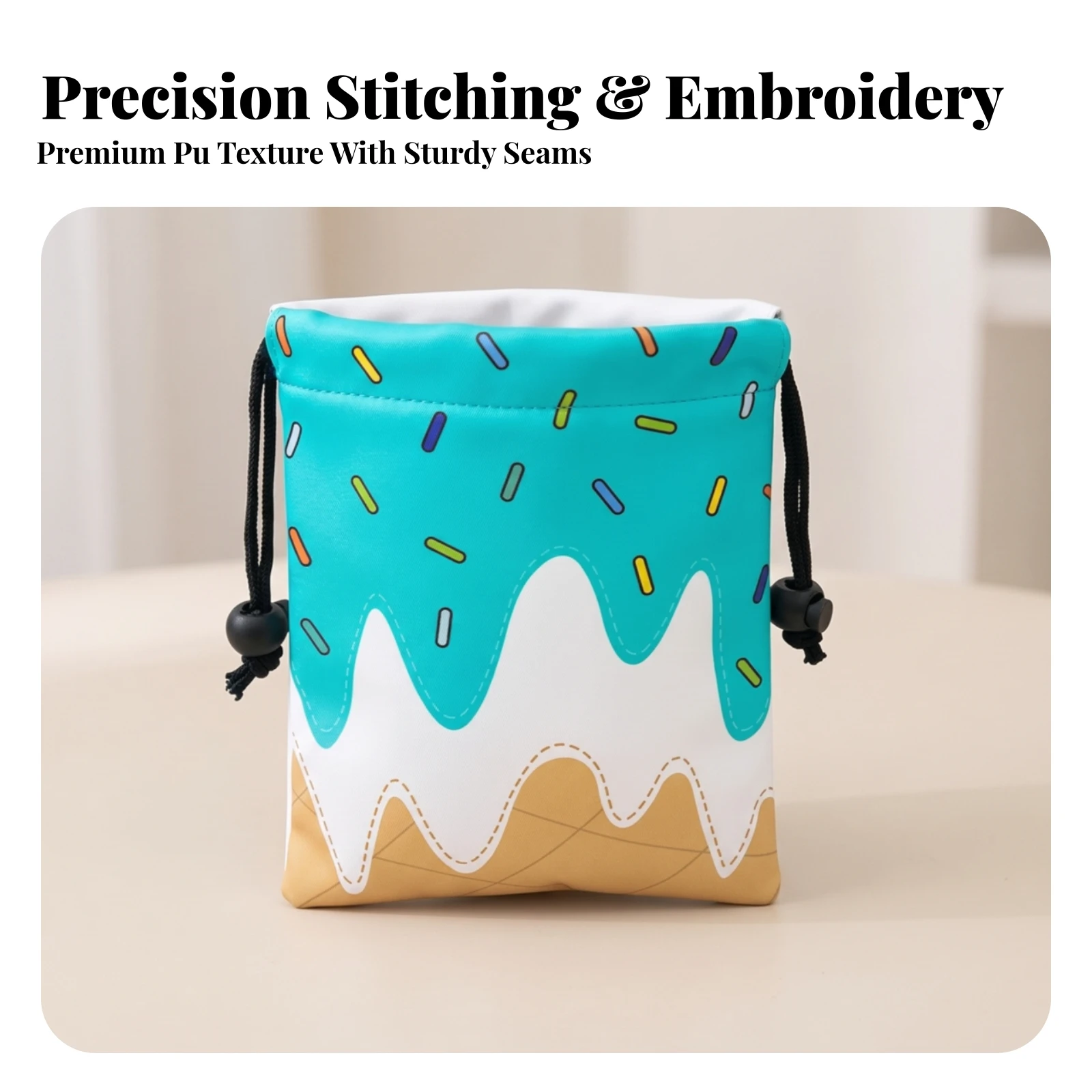 Drawstring Pouch Easy to Clean Cinch Bag with Toggle Ditty Pouch with Toggle Secure Sack Reusable for Girls, Daily Use, Travel