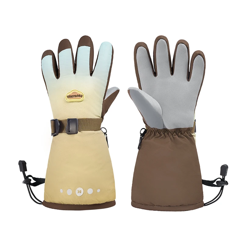 

Professional Ski Gloves for Children Winter Snow Gloves with Long Cuff Kids Hiking Snowboarding Mittens Warm Waterproof