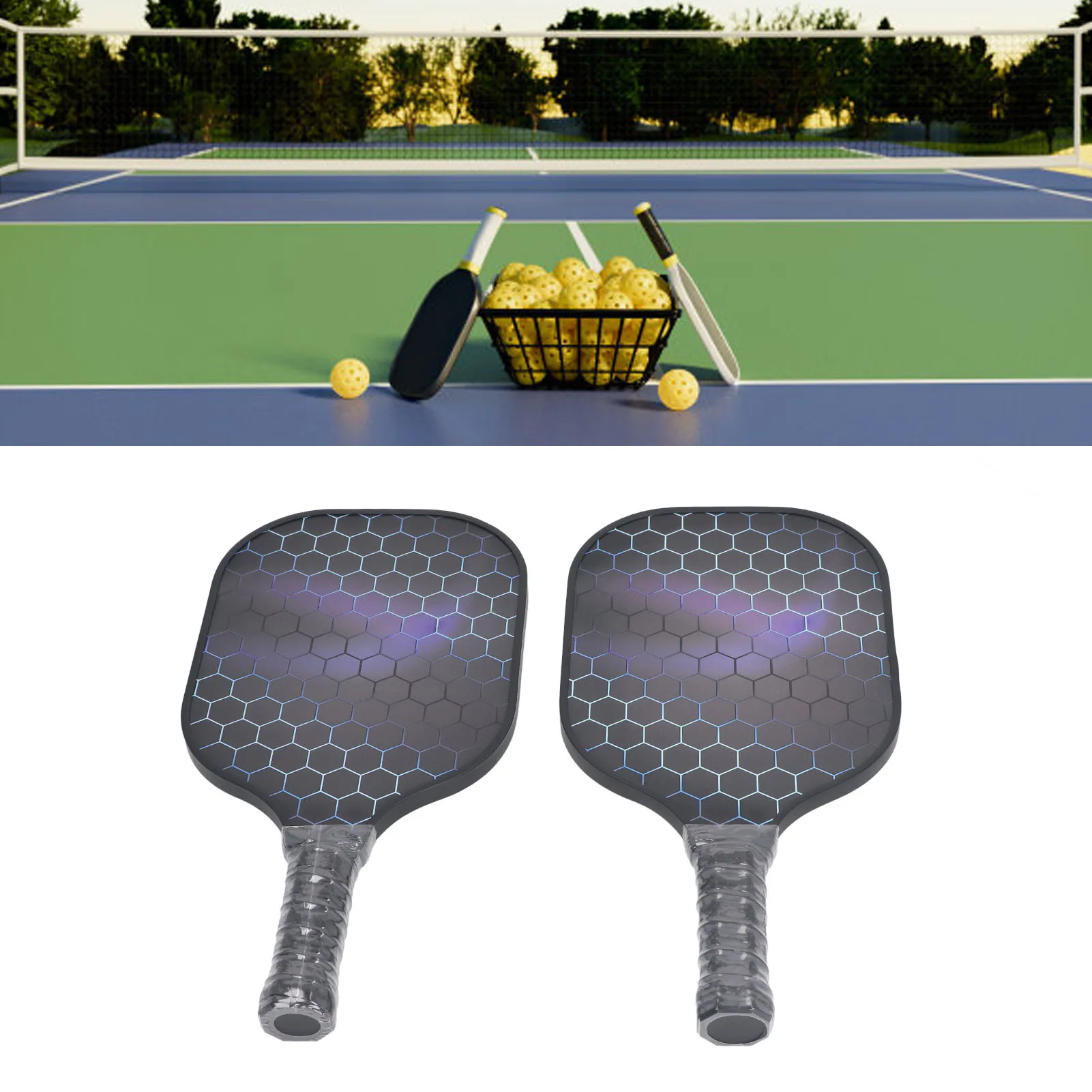 2 Stuks Bal Peddel Professionele Lichtgewicht Honingraat Kern Hoge Elasticiteit Koolstofvezel Bal Racket Set Voor Indoor Buitensporten