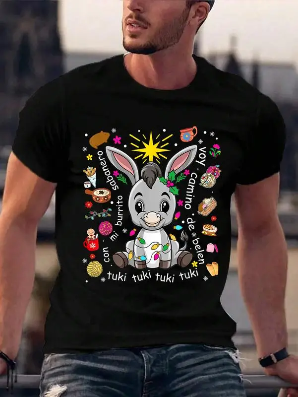 100 % Baumwolle Mi Burrito Sabanero Mexikanischer Weihnachtsesel Spanisches Weihnachts-T-Shirt Top Klassisches T-Shirt für Männer für Frauen Herrenbekleidung Top
