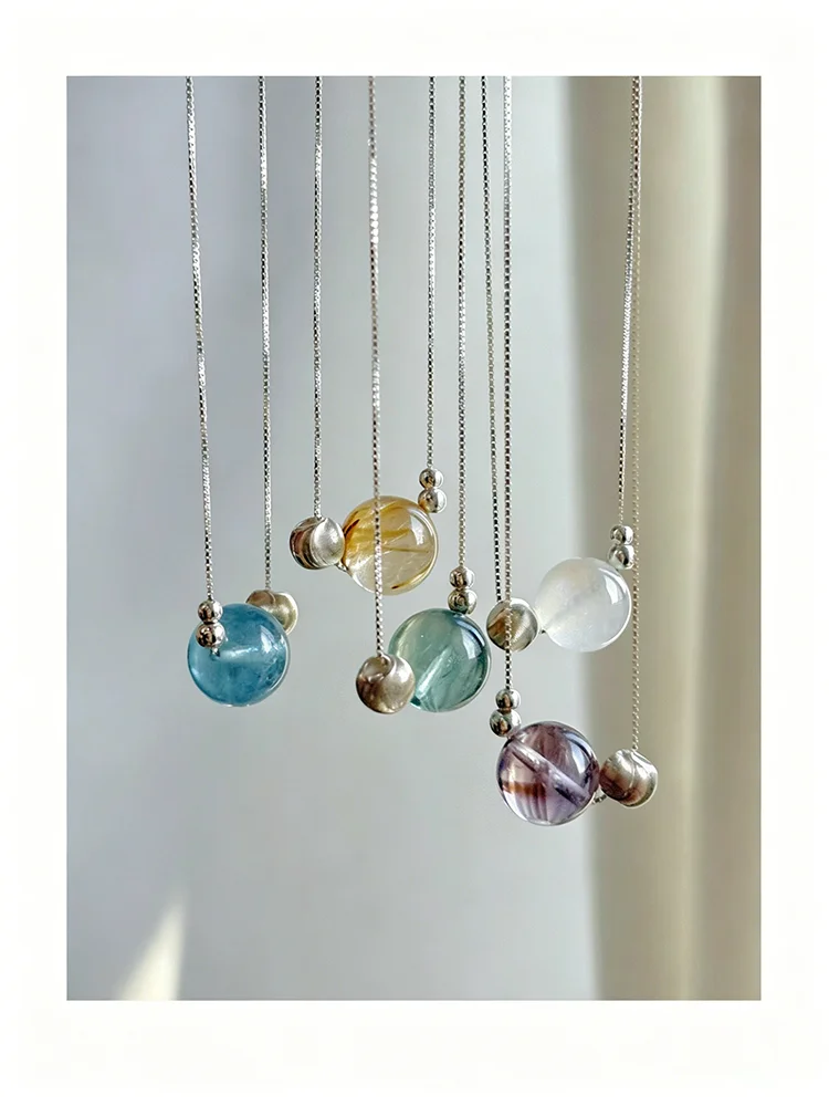 Silberfarbene Halskette mit einzelnem runden künstlichen Imitationskristall-Anhänger für Damen und Herren, Box-Kette, zierlicher Choker, Schmuck, Geschenk – Detail 5