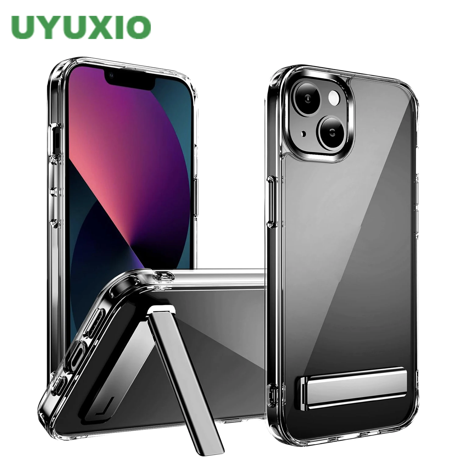 Transparente Handyhülle mit Metallständer für Samsung Galaxy S26 S25 S24 S23 Ultra Plus 22 S24 Standhülle Stoßfeste Abdeckung