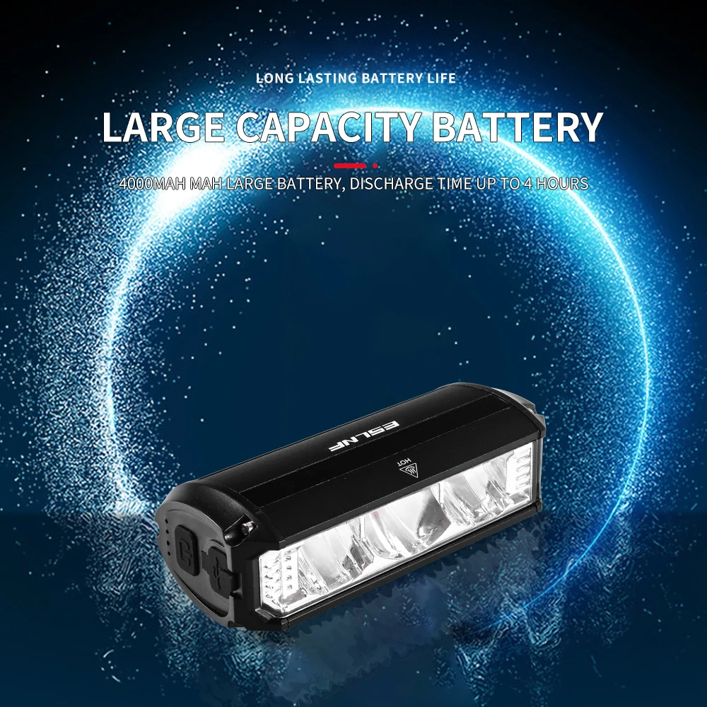 ESLNF Bicycle Light Front 1200Lumen Bike Light 2000mAh Waterproof Flashlight USB Charging MTB Road Cycling Lamp Accessories