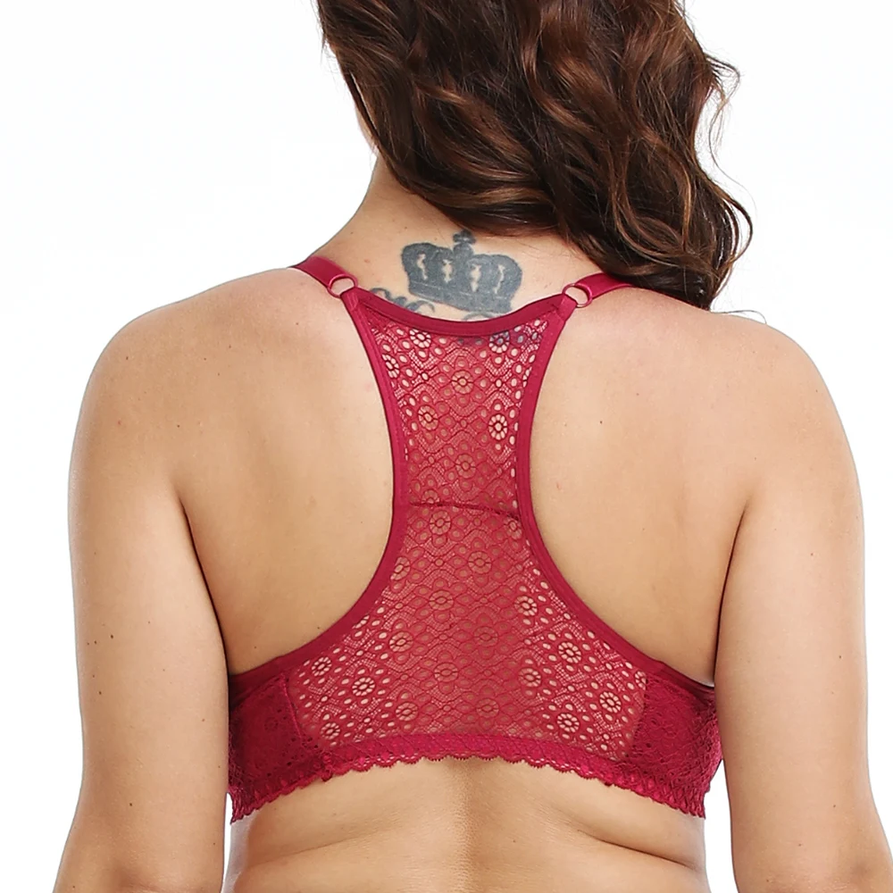 Front Closure Brassiere Bras For Womens Plus Size Bra Sexy Lingerie Push Up Lace Back Female Underwear C D DD E F Cup