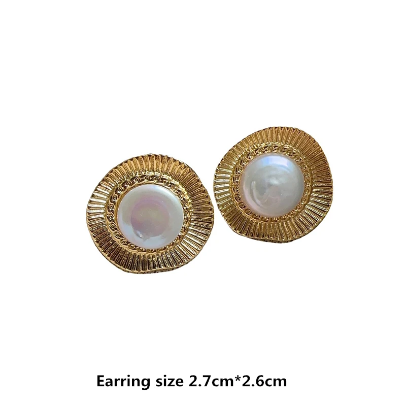 kshmir 2024 New Retro Metal Imitation Pearl Earrings, Textured Jewelry, Party Gifts for Women and Girls