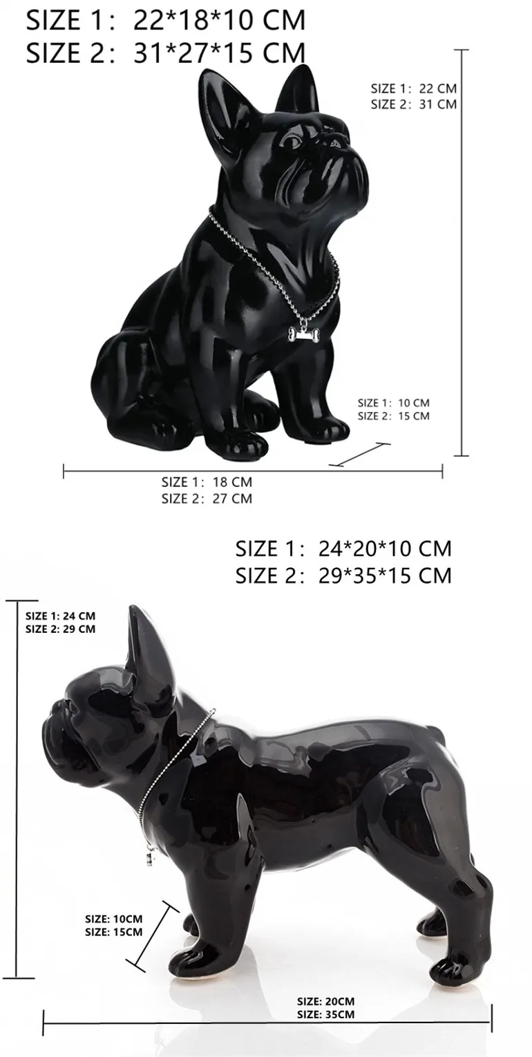 Estátua de resina bulldog escultura janela exibição casa artesanato sala estar decoração desktop colar prata escultura bulldog