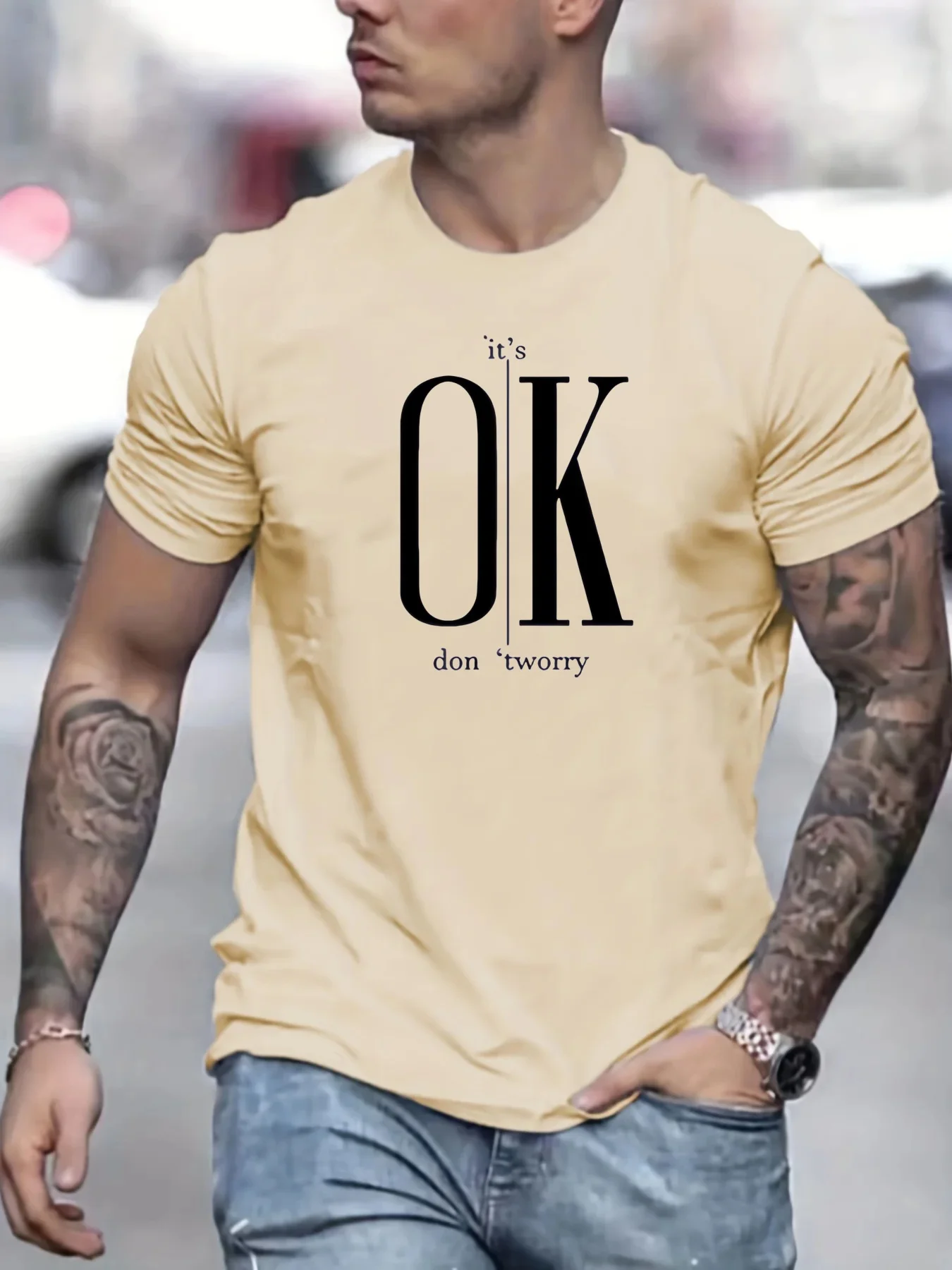 Camiseta de manga corta 2024 de algodón puro para hombre, Top de cuello redondo, estampado de letras, cómodo, informal, de verano, talla suelta, 100%