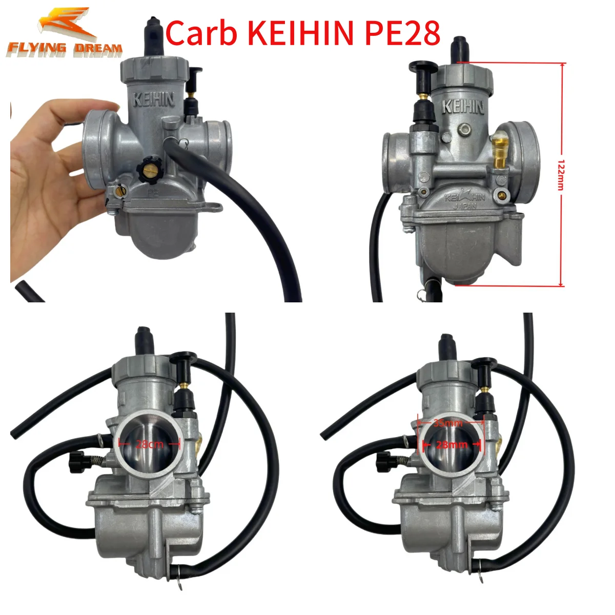 

Keihin PE28 28mm Carburetor Hand Choke Carb Fit Honda Yamaha Suzuki Kawasaki Motorcycle Scooter ATV Dirt Bike 100CC-250CC