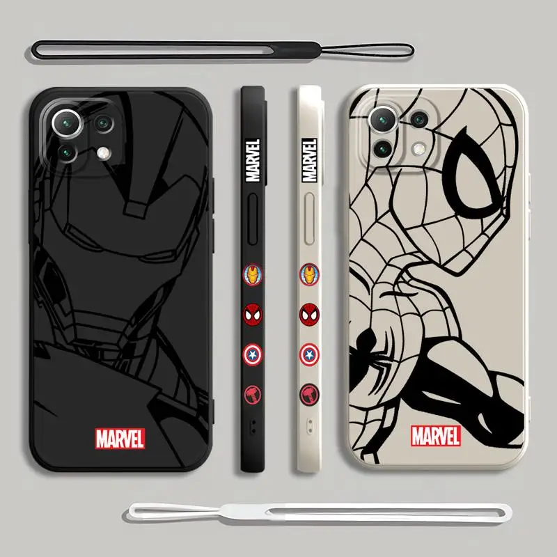 Marvel Ironman Spiderman Phone Case for OPPO Realme 6 8 8i 9i 10 11 Pro 7i 8S 9 ProPlus 5G 7 11 10 4G Square Liquid Cover