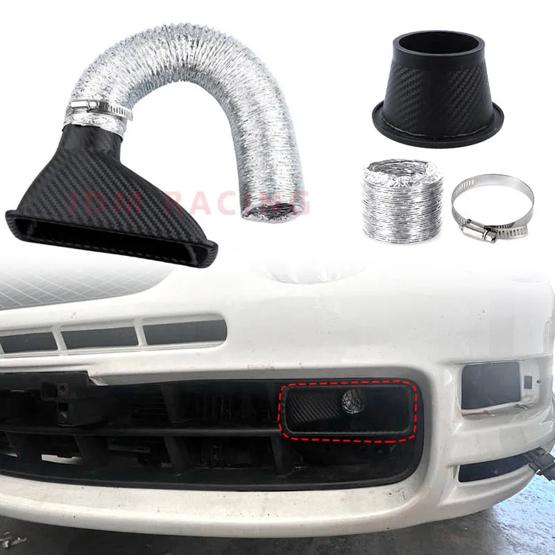 2 Design Universal ABS Car Front Bumper Admission Air Turbo Air Intake Pipe Kit Turbine Inlet Kit Pipe Air Funnel