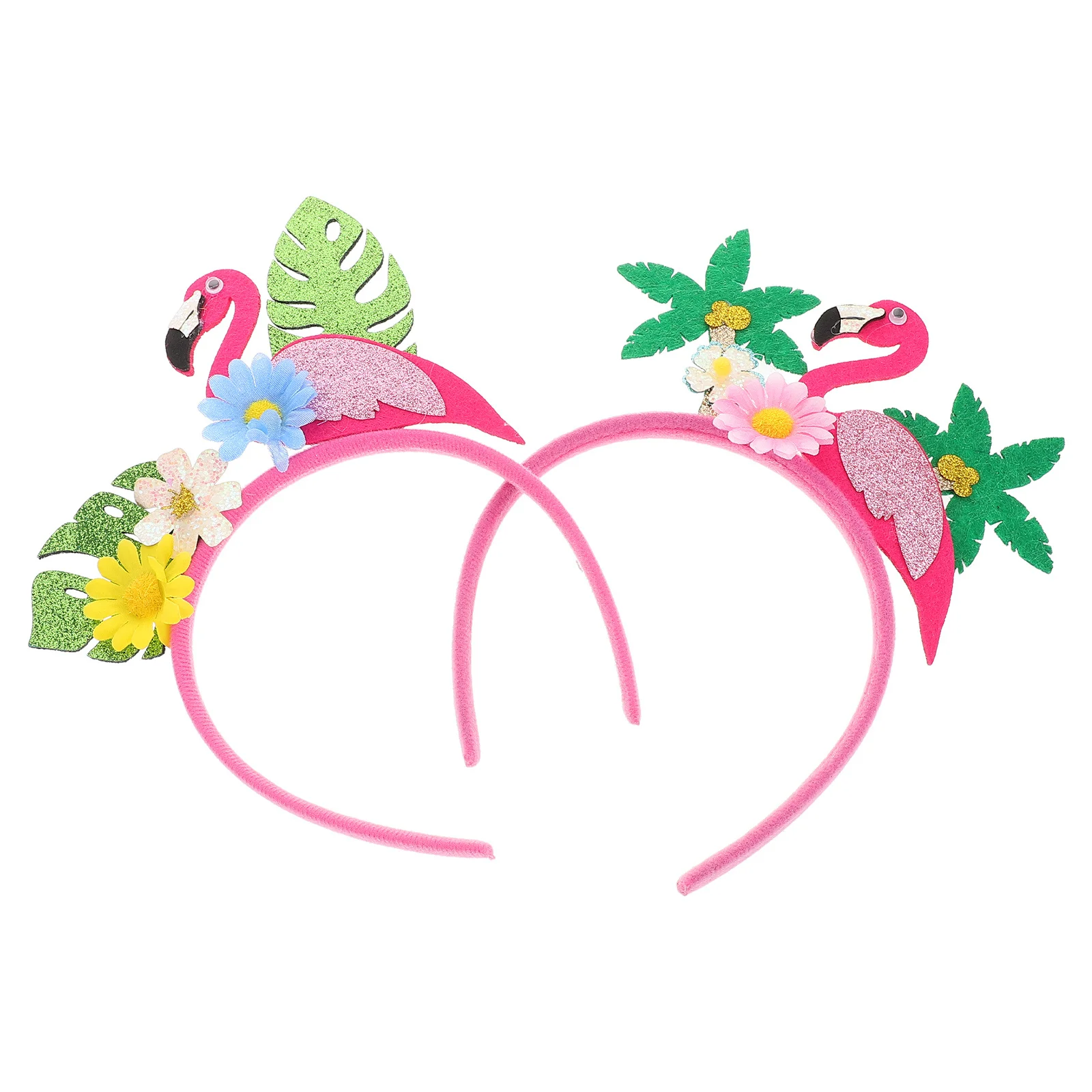 

2pcs Flamingo Hair Hoop Tropical Headband For Women Palm Tree Flower Design Beach Party Carnival Accessories Hair Styling Tool