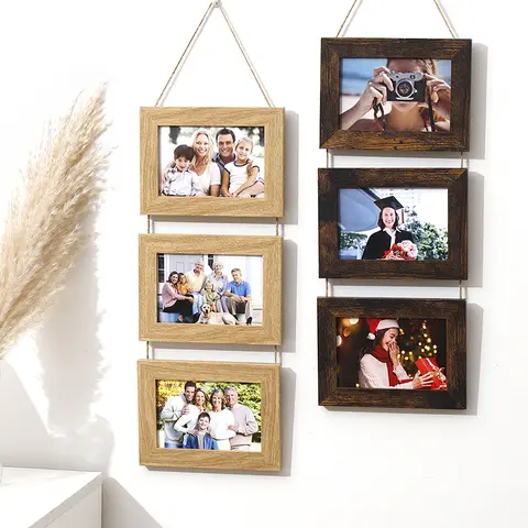 1pc, wall frame 3 photos, rustic picture frame wall decoration, art home decoration, birthday party decoration, party gifts