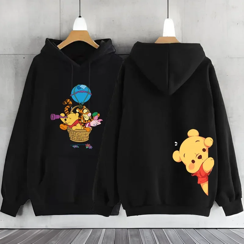 Sweatshirt olahraga wanita, atasan longgar ukuran besar untuk olahraga jalanan Y2K, gambar Winnie the Pooh, Modis lucu