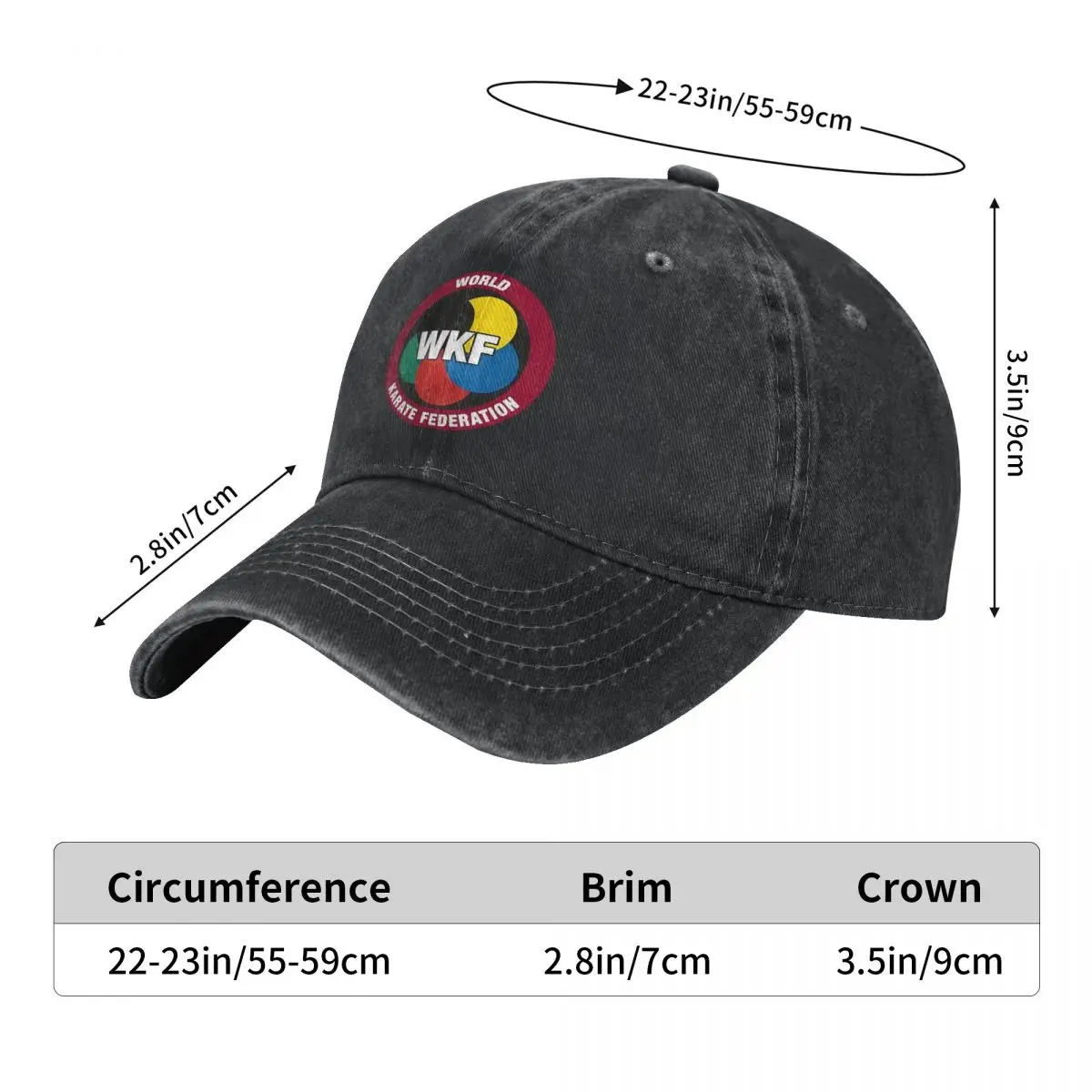 New White T-shirt World Karate Federation (WKF) Logo demin Trucker Hat Outdoor Adventures Summer Hat Men's Baseball Cap