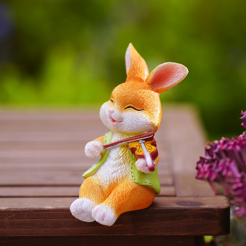 

Rabbit Garden Statue Resin Rabbit Sculpture Ornament Home Outdoor Courtyard Micro Landscape Animal Figures Simulation Decoration